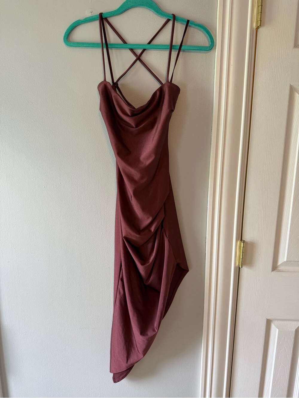 Windsor Plum Asymmetric Draped Slip Dress